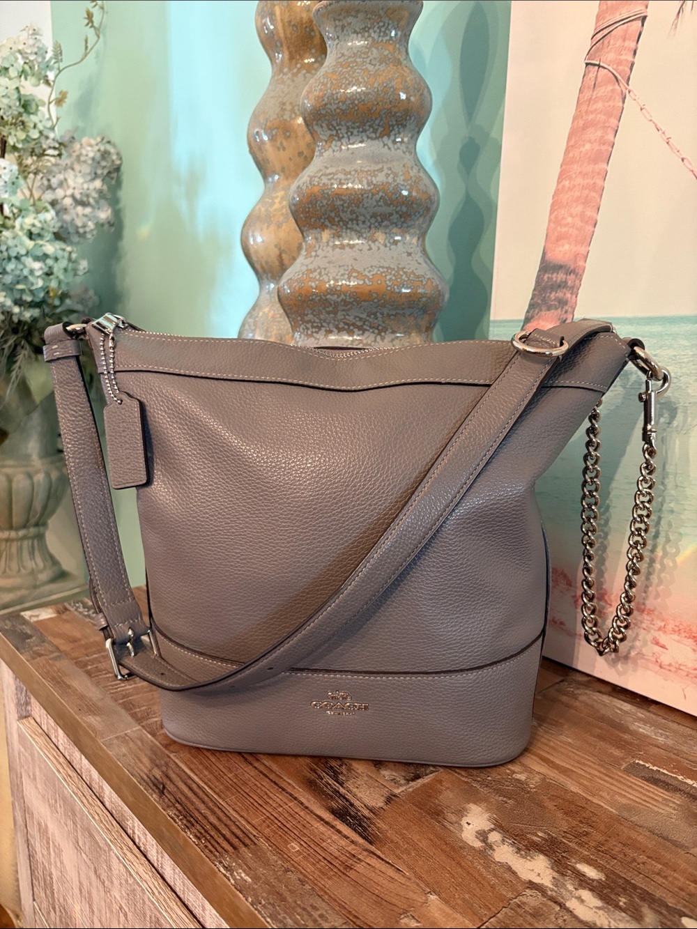 Coach Paxton grey Leather Shoulder Bag  like new condition